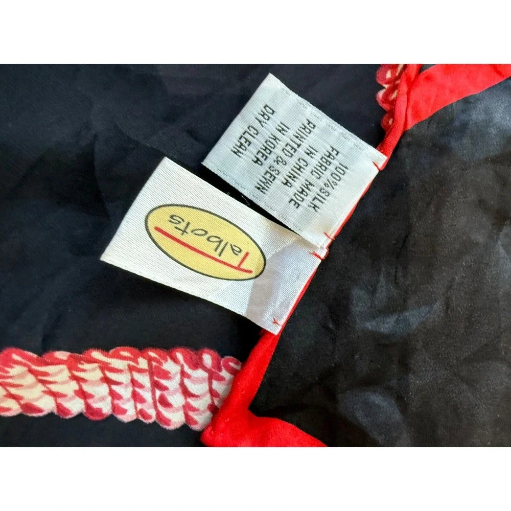 Talbots Silk Rectangle Scarf Large Plaid Black Red and Green Head Scarf 56